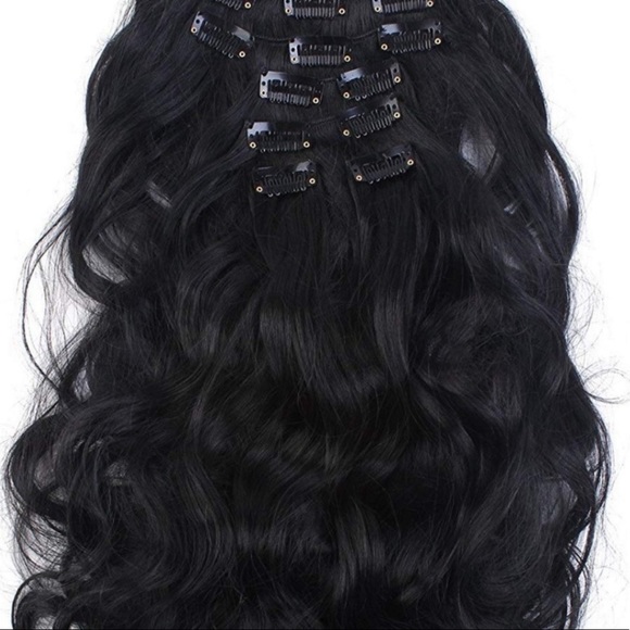 Black Full Head Curly Clip In Extension - Picture 2 of 2